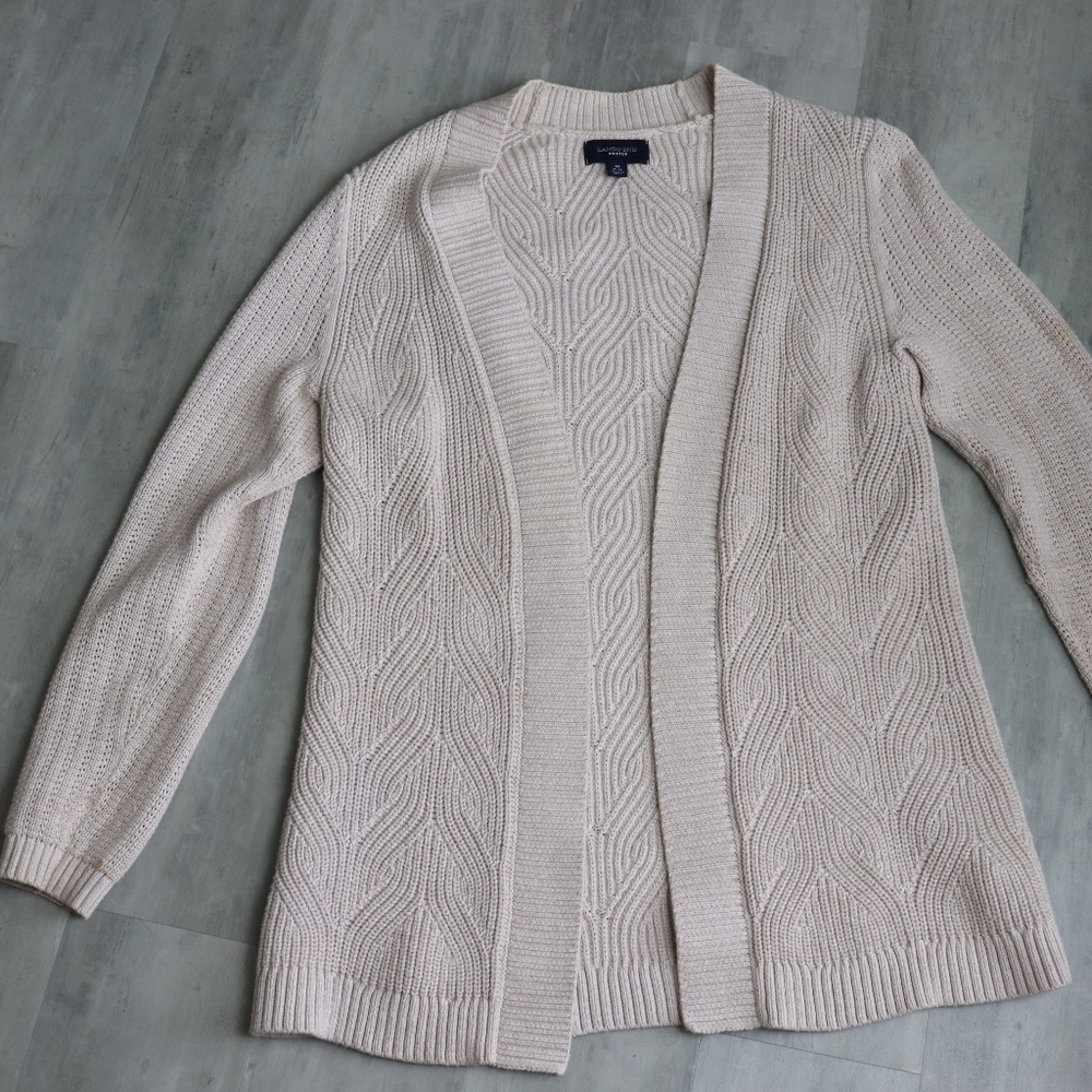 Beige Drifter Cardigan - Lands End - M Size 10,12